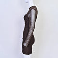Vintage Elagant Brown Bandage Mini Dress Mesh See Through Sexy Evening Party Dress Slim Elastic Bodycon Dresses Women