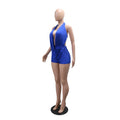 Sexy Deep V-neck Halter Backless Bodycon Rompers Woman Playsuit Twist Ruched Jumpsuit Short Overalls Night Party Outfits