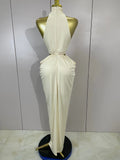 Elegant Wedding Guest Dress Luxury Birthday Evening Party Celebrity Women Sleeveless Sexy Cut Out Maxi Long Bodycon Dresses
