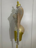 2026 Sparkle Rhinestones Long Sleeve Gloves Stretch Bodysuits Women Evening Luxury Birthday Party Sexy Nightclub Stage Costumes