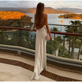Satin V-Neck High-Slit Cami Maxi Dress Bodycon Backless 2026 Summer Fashion Elegant Women Gala Minimalist Evening Slip Gown