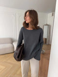 Backless Knitted Sweater Female Loose Sexy Long Sleeve Pullover Top Casual Women's Knitwear Top Solid Autumn New