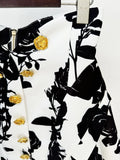 2026 Summer New Fashion White Shirt With Rose Metal Buckle Printed Short Skirt Two Piece Set Blouse Mini Skirt Set Outfit