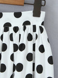 Beach Party Two Piece Set for Women Halter Neck Sleeveless Vest High Waist Polka Dot A Line Midi Skirt Suit Female