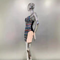 Luxury Diamond Glam Low-Cut Suspender Dress Heavy Industry Celebrity Party Stage Performance Dress Evening Dresses Woman Elegant