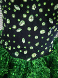 Shining Green Sequins Women Sexy Mesh See Through Bodycon Bodysuit Celebrate Nightclub Party Performance Costumes Stage Wear