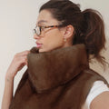 High Neck Animal Deer Print Faux Fur Vest Female Sleeveless Asymmetrical Hem Cape Coat Casual Fashion Women's Outfits 2026 New