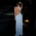 Brown One Shoulder Backless Long Dress Sexy Women's Draped Casual Maxi Dresses Summer Evening Party Wedding Guest Cocktail Black