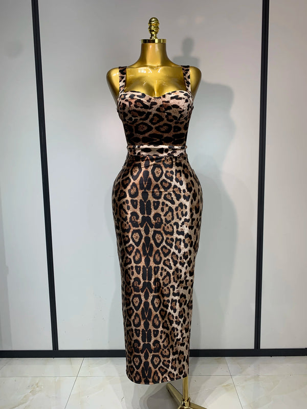 Women Sexy Leopard Print Sleeveless Bodycon Dresses 2025 Celebrity Elegant Evening Club Party Luxury Birthday Guest Gowns