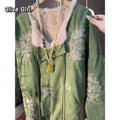 Olive Girl Red Embroidered Embroidered Jacket for Ren Faire 2026 Garden Wedding Fairycore Photoshoot Everyday Wear S-XXL XS-3XL Plus Size Hand Embroidered Dramatic Silhouette Romantic Editorial Not Costume Chinese Heritage Fashion Women