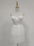 Solid Spliced Appliques Slimming Mini Dresses for Women Strapless Sleeveless High Waist Dress Female