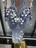 Women Sexy Long Sleeve sequins Diamonds Maxi Long Dress Luxury Birthday Party Costume Bar Nightclub Stage Performance Clothing