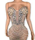 Evening dress for birthday party Blue Host Heavy Industry Beads Mermaid Toast Off-Shoulder Wedding Dress