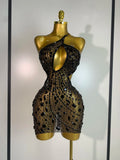 New Arrival Women Sexy Backless Hollow Out Diamond Evening Prom Gown Birthday Luxury Celebrate Stage Nightclub Outfit
