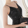 Elegant Women Short Evening Dress Sexy Straps Sequin Slim Bodycon Party Dresses Black Gold Female Vestidos De Soiree