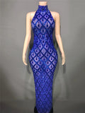 Festival Shiny Rhinestones Party Dress Birthday Luxury Costume Fancy Brilliant Dancer Wedding Impressive Evening Dress
