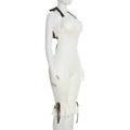 Contrast Color Bandage Playsuits Woman Halter Low-Neck Backless Sleeveless Ruffles High Street Fashion Style Rompers