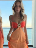 2026 Chic Gradient Hollow Out Maxi Dress Women Sexy Backless Sleeveless Sling Long Dress Summer Vacation Boho Beach Satin Outfit
