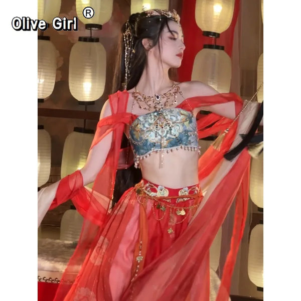 Olive Girl Red Hanfu Dress 2026 S-L XS-3XL Plus Size Hanfu Chinese Dress Traditional Chinese Clothing Chinese Heritage Fashion Women
