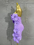 Strapless 3D Handmade Flower RhinestoneBandage Mini Dress Women Sky CorsetBodycon Short Cocktail Party Evening Dress