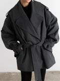 Women's Double Breasted Trench Coat Lapel Waist-Cinching Lace Up Mid Length Windbreaker Jacket Autumn Casual Street Coat