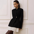 Female Suit Dress 2026 Autumn New Style Temperament Office Slim Fit Patchwork Pleated Hem Mini Dress For Women
