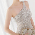 High Quality Women Design Maxi Dress Sexy One Shoulder Sequin Evening Dress Party Night Elegant Long Prom Dress Vestidos