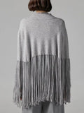Minimalist Tassel Women Sweaters Round Neck Sleeveless Elegant Loose Sweater for Party Social Occasion Fashion New