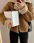 Retro Suede Coat Women's Hong Kong Style Double Breasted Suit Collar Winter New Arrival Chic Lightweight Luxury Coat