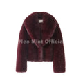 Winter 2026 Trendy Brown Obsession Cropped Shawl Collar Faux Fur Coat Women Jacket Chic Girls Brand Fox Fur Outerwear