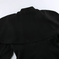 Black Luxurious Coat for Women V Neck Long Sleeve Patchwork Buttons Tunic Cape Style Short Jacket Female Autumn New