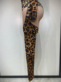 Women 2026 Stretch Leopard Print Sexy Bodycon Jumpsuit Bar Nightclub Singer Dancer Luxury Diamond Stage Performance Outfit