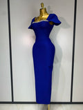 Celebrity Elegant Bandage Long Party Dress 2025 Women Sexy Square Collar Stretch Evening Prom Gown Club Luxury Birthday Dresses