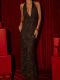 Sexy backless long party dresses for woman summer sequin club birthday dress women elegant cocktail evening prom dresses vestido