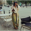 Printed Women Pants Belted Wide Leg Trousers Drawstring Waist Wide Leg Pants Loose Jogger Pants Casual Camouflage Long Pants