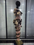 Women Sexy Rhinestone Leaf Mesh Bodycon Dress Luxury Birthday Evening Party PhotoShoot Nightclub Singer Stage Costume