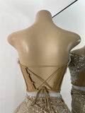 Sparkly Sequins Strapless Top Long Skirt Sets Nightclub Performance Nightclub Women's Outfit Two Pieces Stage Dress