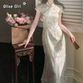 Olive Girl Flowing Sleeve Qipao for Ren Faire 2026 Garden Wedding Fairycore Photoshoot Everyday Wear S-XXL XS-3XL Plus Size Flowing Sleeve Dramatic Silhouette Romantic Garden Party Editorial Not Costume Chinese Heritage Fashion Women