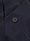 Navy Business Meetings Women's White Topstitch Trim Blazers Double Breasted Design Lapel Blazer for Office Commute