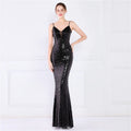Women Spaghetti Strap Party Maxi Dress Sexy V Neck Evening Green Sequin Dress Elegant Long Prom Dress Vestido Longo