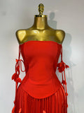 Women Sexy Off Shoulder Tassels Bodycon Bandage Dresses Elegant Evening Party Luxury Birthday Cocktail Wedding Guest Gowns