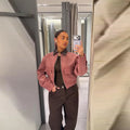 Women's Dusty Pink Corduroy Jacket Fashion Faux Leather Collar Long Sleeve Zipper Cropped Coat Lady 2026 Spring Chic Streetwear