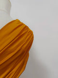 Solid Spliced Folds Dresses for Women Slash Neck Shoulder Cuff High Waist Temperament Dress Female Fashion