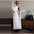 Detachable Triangle Shawl Long Puffer Coat Stand Collar Waist Tie Belt Button Solid Loose Women Coats 2026 Winter Commute Outfit