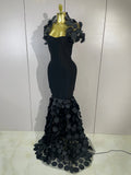 Women Elegant Flower Lace-Edged Sleeveless Bodycon Long Bandage Dress Sexy Evening Party Birthday Prom Formal Wedding Guest Gown
