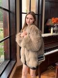 Women's Faux Fox Fur Coat Long Sleeve Lapel Collar Fluffy Thick Warm Short Mid Fall Winter Daily Street Fashion Outerwear 2026