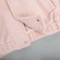 Pink Short Fur Jacket Coat For Women Autumn Winter Casual Stand Collar Pocket Loose Fashion Long Sleeve Jacket Top Female