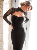 2026 Spring Autumn Women Bandage Dress Elegant White Sexy Long Sleeve Hollow Lace Bodycon Club Evening Party Vestidos