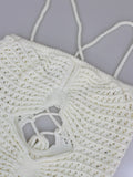 2026 Sexy Hollow Out Kintting Long Dress See Through Crochet Lace-up Bandage Fringed Tube Dress Women Beachwear Vestidos