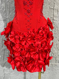 Strapless Corset Bandage Mini DressWomen Hand Beaded 3D Floral Bodycon ShortCocktail Party Wedding Guest Evening Dress